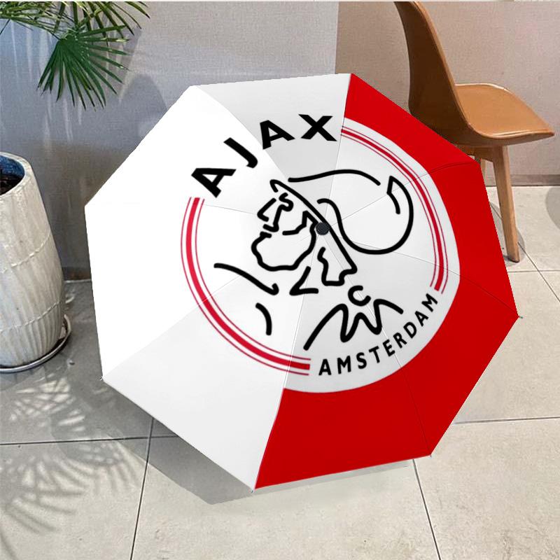 Ombrello con Design dello Stemma AFC Ajax - Apertura/Chiusura Automatica, Ombrello Leggero Compatto a 8 Stecche Essenziale per l'Esterno Accessorio per Picnic Ventilatore Regali