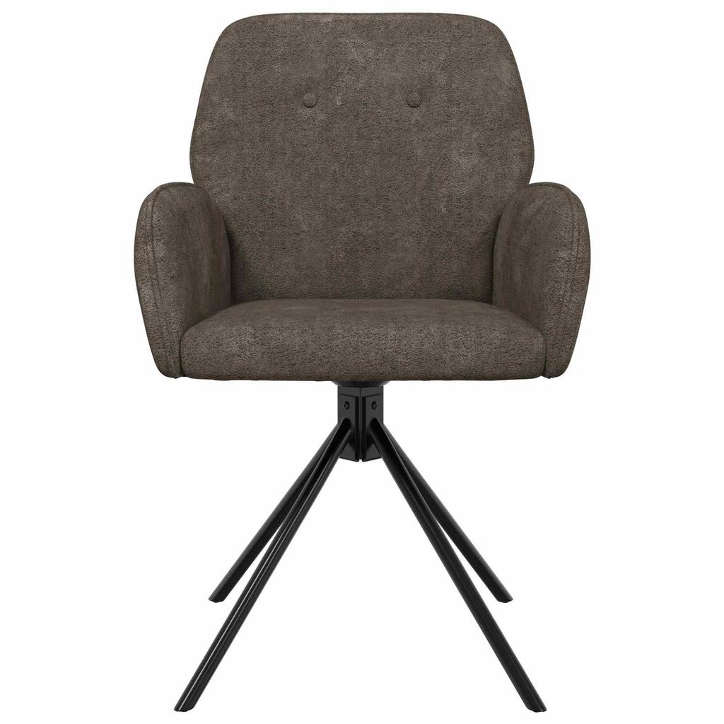 Swivel Dining Chair 2 Pcs Faux Suede Dark Gray