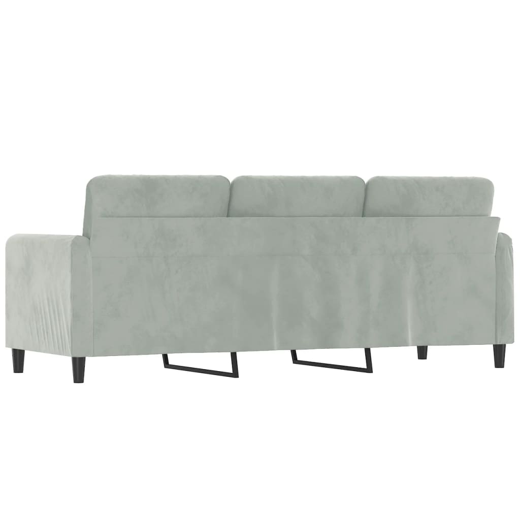 Vidaxl 3-Seater Sofa, Light Grey, 180 Cm, Upholstered In Velvet