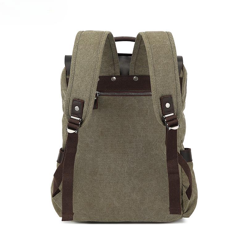 Leisure Travel Bag Waterproof Canvas Bag with Top Layer Leather Men's and Women's Shoulder Travel Computer Backpack