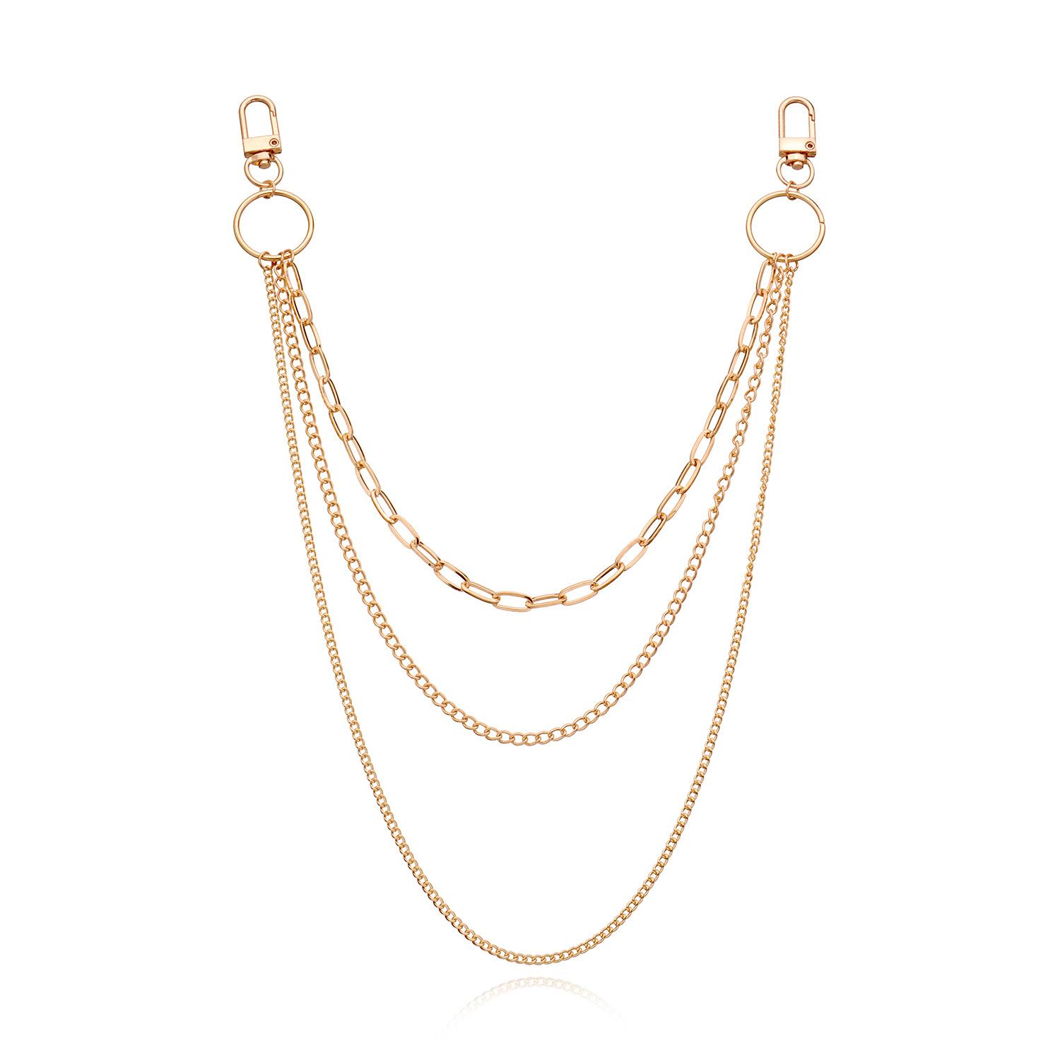 Accessories, alloy rings, geometric multi-layer chains, body chains, retro sexy metal waist chains золотой
