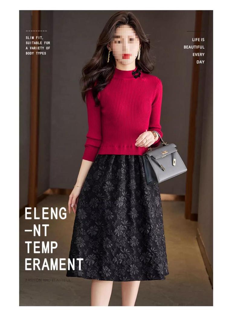 Women's Winter/Autumn Knitted Two-Piece Sweater Dress 2025