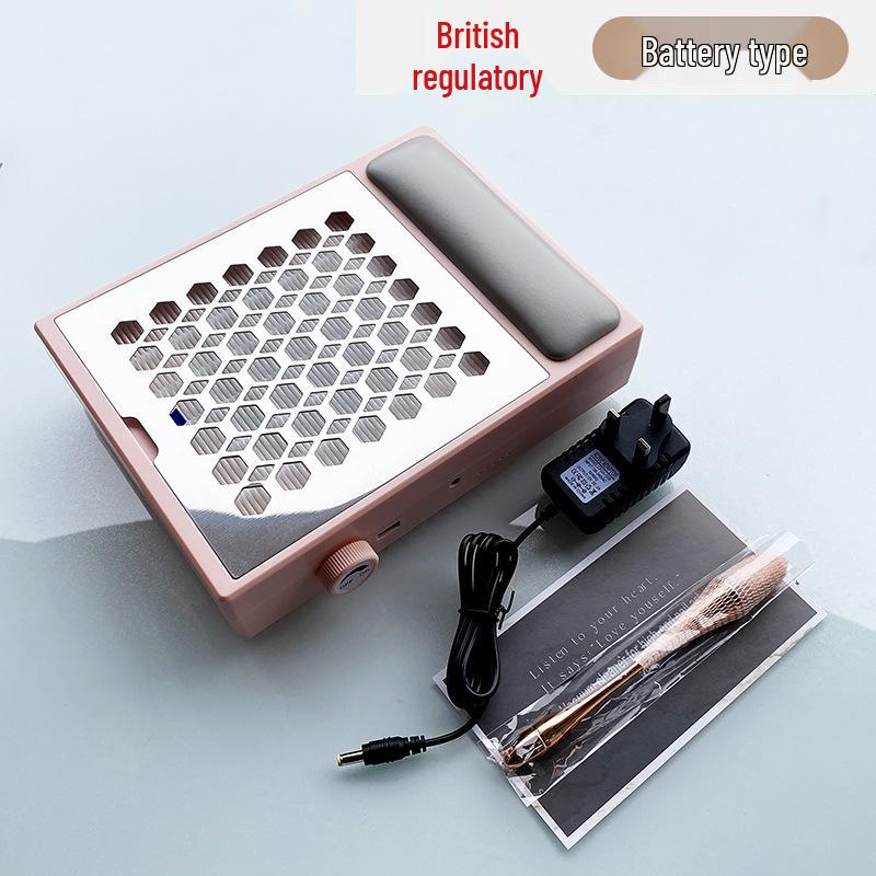 Rechargeable Brushless Nail Dust Collector with Adjustable Speed and High Suction Power, Includes Hand Rest.