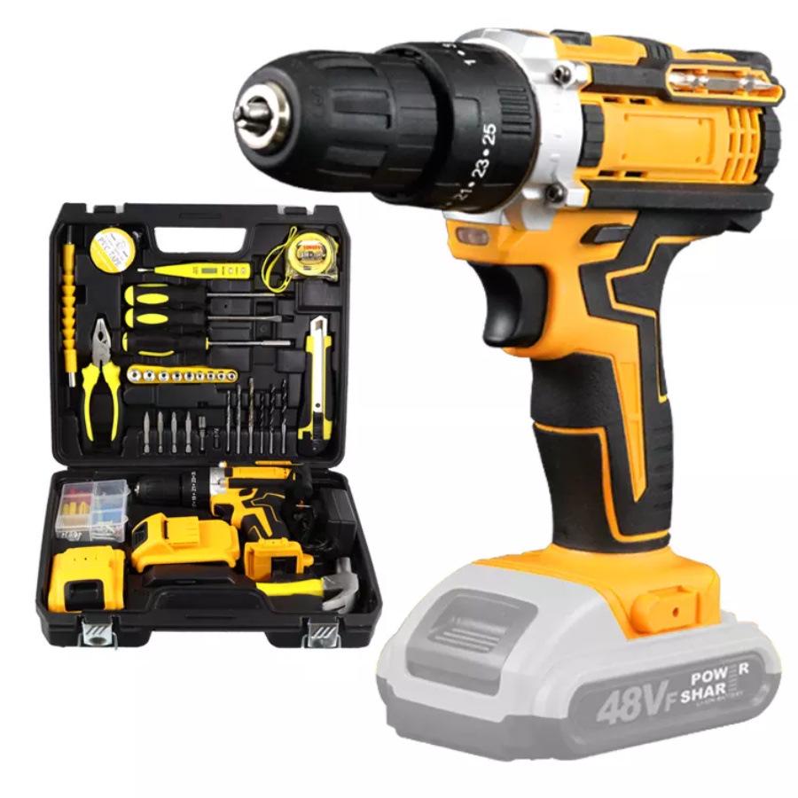 21V Dual-Speed Rechargeable Multifunctional Hand Drill and Electric Screwdriver Set with High-Power Impact Feature.