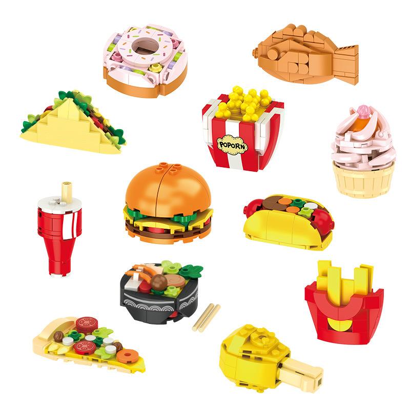 Mini Food Moc Building Blocks Toys for Children 6 To 10 Year Miniature Brick Construction Set Home Decor Gifts for Women Girl 11