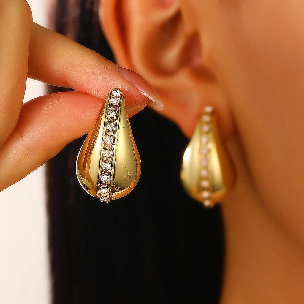 Teardrop Stud Earrings: Versatile European & American Fashion for Women