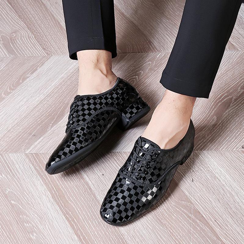 Zapatos de Baile Social Moderno para Hombre Adulto Tacón Bajo Cuero Zapatos de Baile Gitaba Fiesta Zapatos de Baile de Salón Tacón 3cm Interior