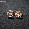Vintage Tree of Life Stainless Steel Earrings for Women Fashion Norse Mythology Yggdrasil Jewelry World Peace Ear Studs Gift