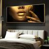 Velké černé ženy se zlatými sexy rty Olejomalby na plátně Moderní nástěnné obrázky Cuadros Home Living Roon Decor Unframe