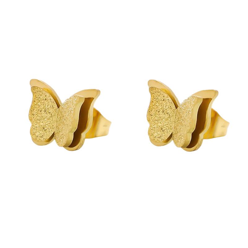 European and American Stainless Steel Butterfly Stud Earrings Niche High-end Earrings Fashion Trend Versatile Temperament Earrings