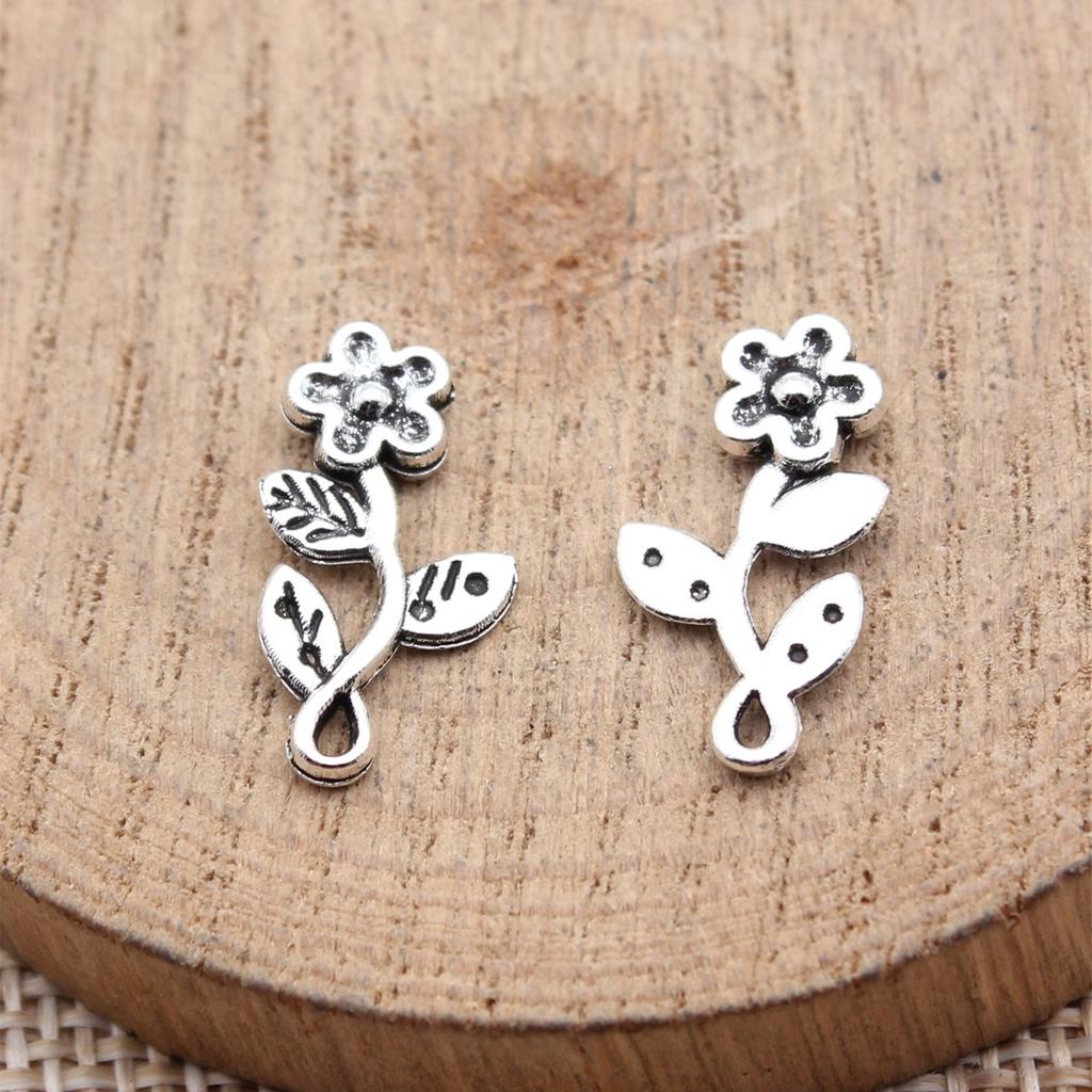 Flower Bud Charms Mini Floral Pendant Alloy Metal Leaf Findings Elegant Plant Jewelry Making Supplies For