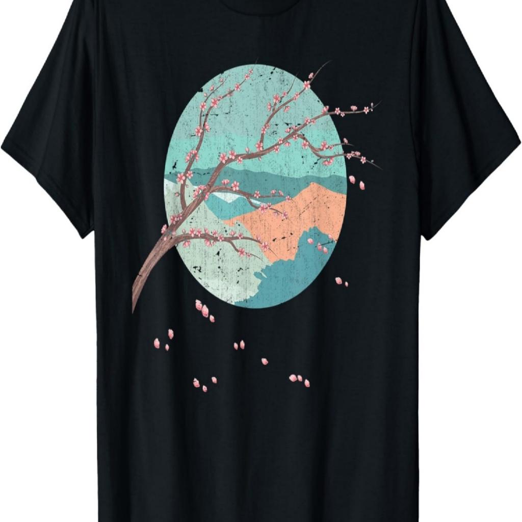 Japan Floral Sakura Pink Flower Cherry Blossom T-Shirt(1)