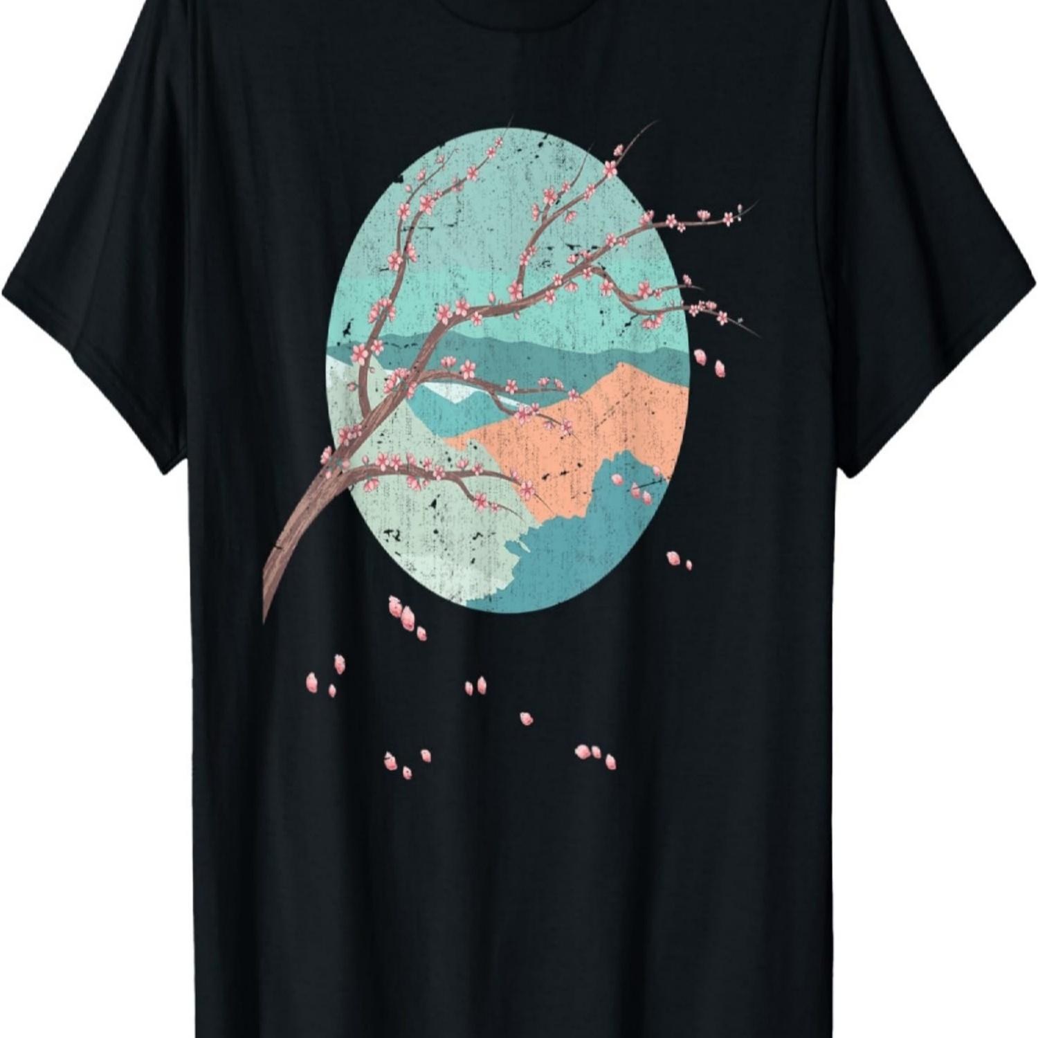 Japan Floral Sakura Pink Flower  Cherry Blossom T-Shirt(1) S чёрный