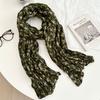 Scarf autumn and winter new floral retro pleated silk scarf neck protection warm scarf twist braid scarf shawl