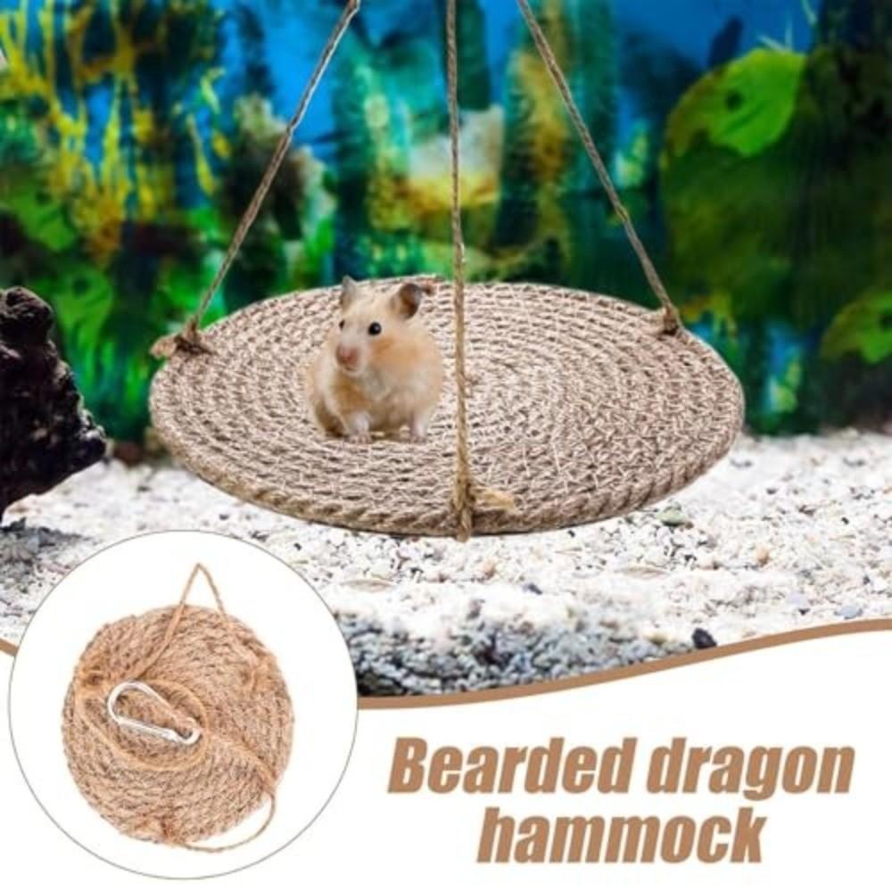 Hanging Design Reptile Hammock Natural Woven Bearded Dragon Lounger Terrarium Decor  For Reptiles