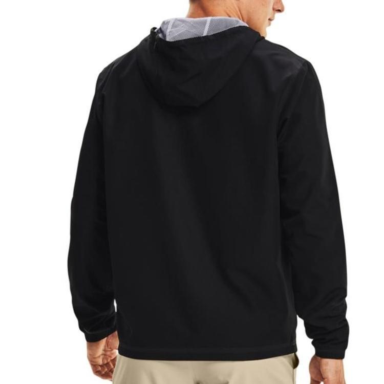 Under Armour Letter Logo Print Breathable Hooded Windbreaker Men Outerwear Black 1361621-003