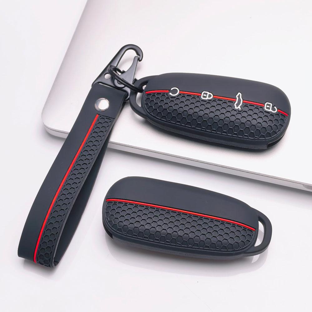 Key Case Cover for Chery Omoda C5 Tiggo with Keychain Anti-Scratch Guard Shockproof Protection Soft Grip Texture Responsive Button Touch