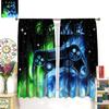 Cool Game Curtains For Boys Bedroom, Green Blue Flame Video Game Graffiti Game Controller Outer Space Stars Print Window Drapes