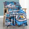Manchester City Customize Text Blanket Gift Personalized Blanket Warmthful Decor Throw For Couch Office Chair Living Room Chair Four Seasons Universal