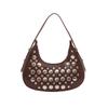 Crescent Pu Leather Bag High Quality Rivet Hobo Shoulder Bag Mini Handbag Adjustable Punk Bag For Dates Shopping Daily Use