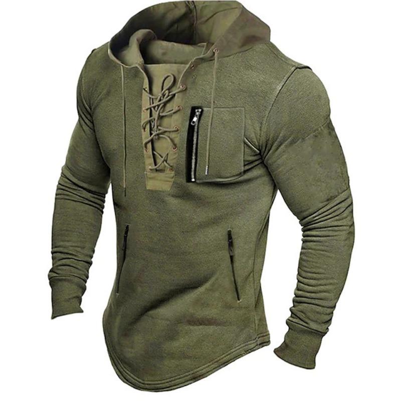 Men S Spring Autumn Hoodie Zip Pocket Solid Color Streetwear Sweatshirt
