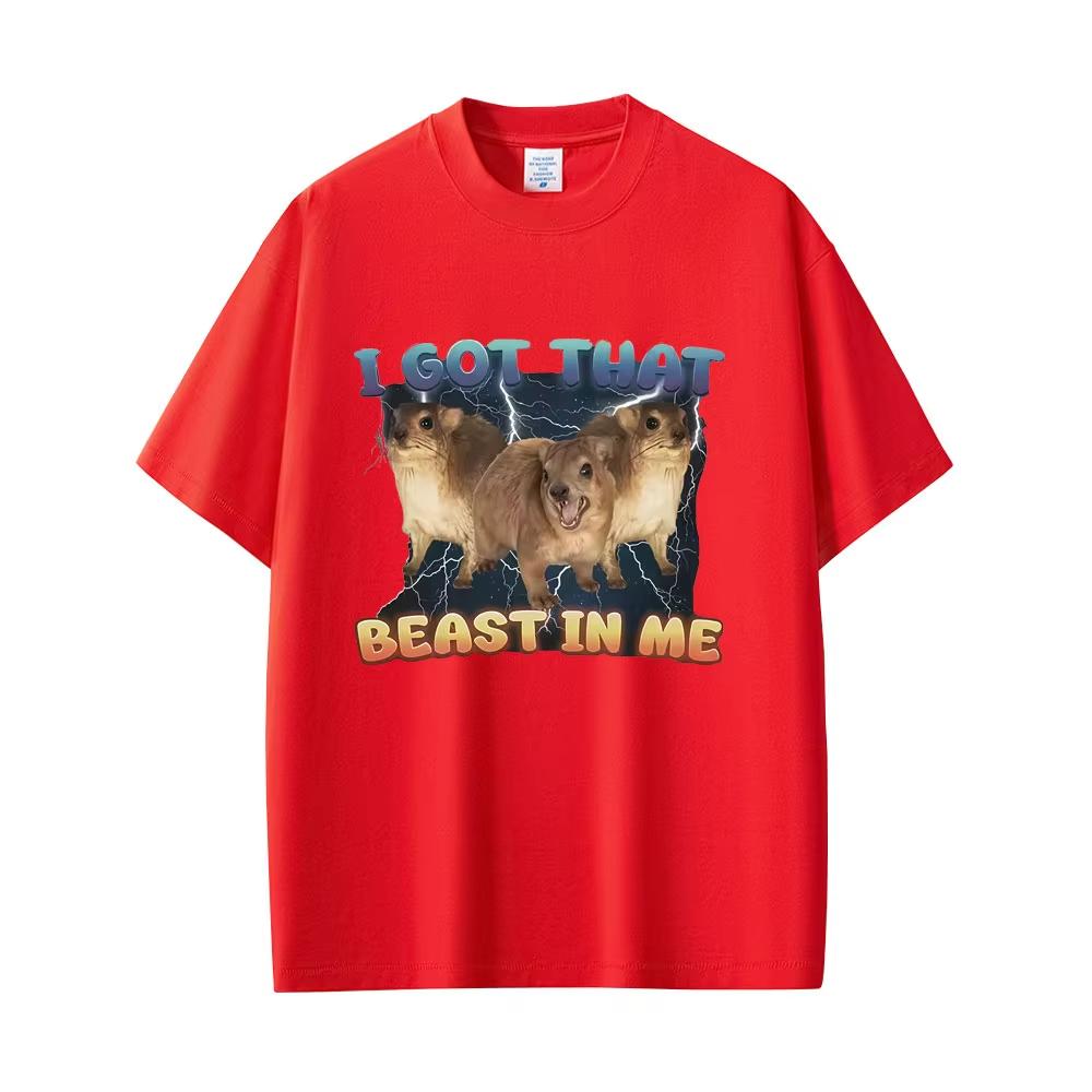 

I Got That Beast in Me Funny Rock Hyrax Meme Graphic T-shirt Men Women Casual Cotton Vintage Short Sleeve Oversized TShirts 3XL