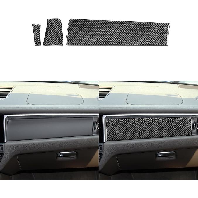 Real Premium Carbon Fiber Car Center Console Gear Shifter Electronic Handbrake Panel Cover Trim Soft Sticker Set Compatible with Porsche Macan