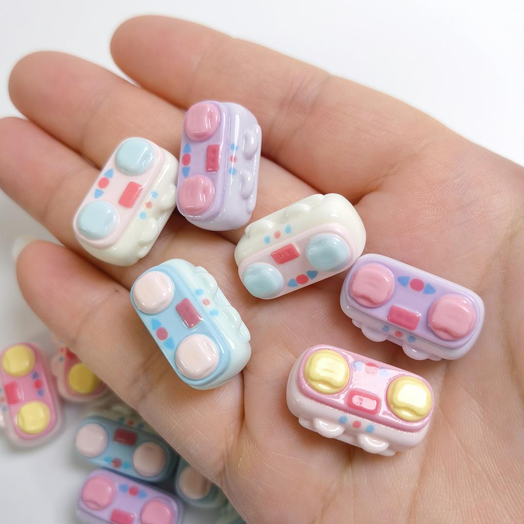 100pcs Resin Kawaii Radio Flatback Cabochon Music Figurine Scrapbooking DIY Home Accessories Home Doll House Crafts