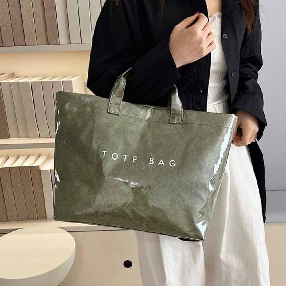 Summer Transparent Jelly Bag Tote Bag Letter Prints Handbags Simple PVC Tote Bag  Outdoor