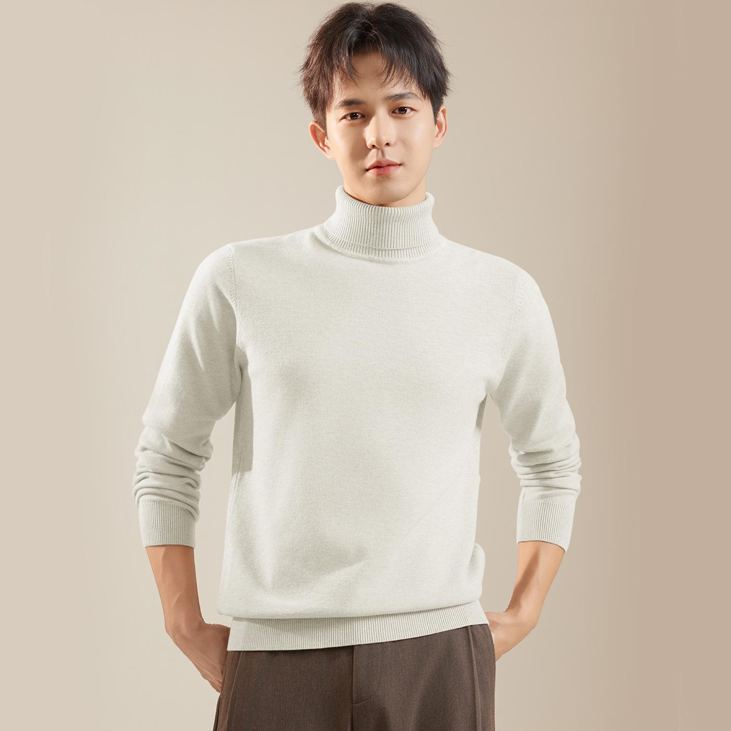 

Men s High-Neck Knit Sweater: New Autumn/Winter Thick, Warm Velvet Base Layer and Outerwear. XL 70-80 kg білий