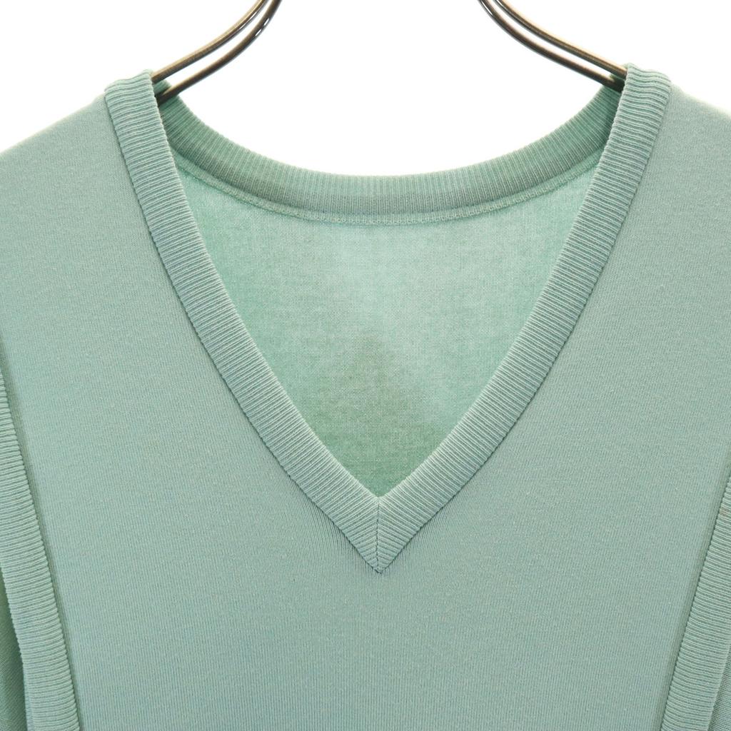 FOXEY Made In Japan No Sleeve V-neck Side Ribbon Knit Knee-length Dress Women Used