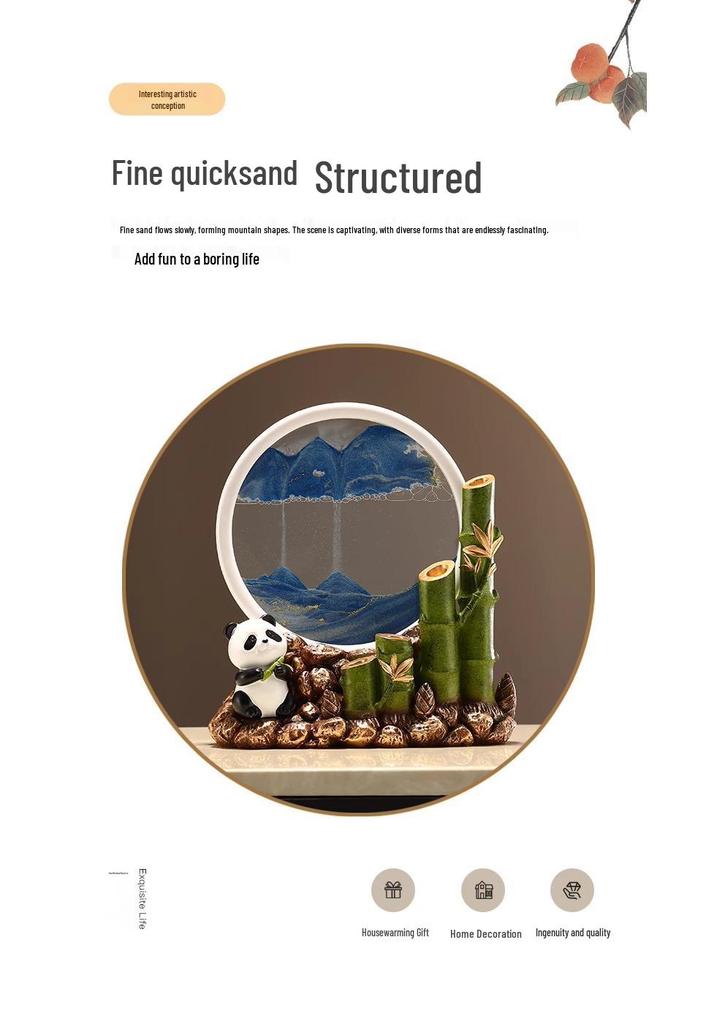 Bamboo Panda Decorative Ornament for Living Room, Office, or Entryway