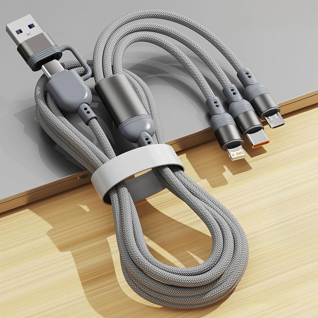 1.2M Charging Cable 3 In 1 USB Type C Charger Cord MultiPort Micro Cable For iPhone 15 14 13 12 Samsung Galaxy Xiaomi Redmi