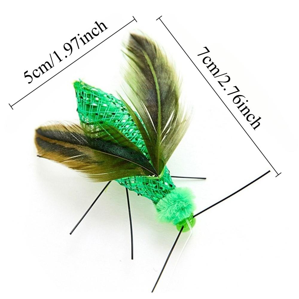2pcs Simulation Insect Shapes Feather Cat Toy Replacement Head Kitten Cat Teaser Pet Toy