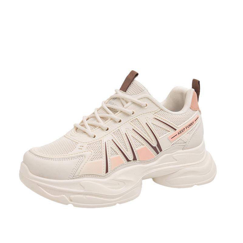 Fashion Women's Shoes Winter Velvet Warm Daily Versatile Dad Shoes Platform Comfortable Casual Spring and Autumn Leather Mesh