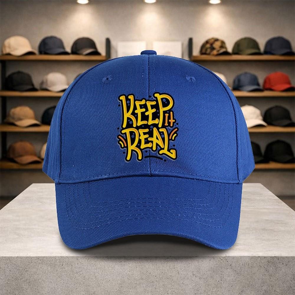Keep It Real Grafik Baseballkappe Unisex Verstellbar Polyester Lässig Schirmmütze für Draußen