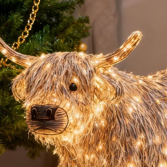 LED Lichtgevend Hooglander Ornament Gloeiend Hooglandvee Beeld Binnen Buiten Tuin Gazon Boerderij Veranda Kerstdecoratie