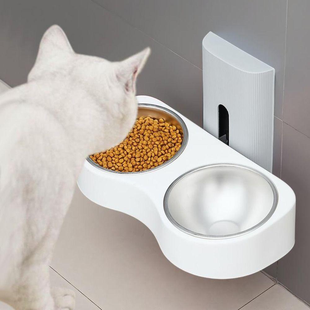 Space Saving Cats Watering Bowl Double Bowl Pet Feeding Bowl Dog Eatting Bowl  for Small Dogs