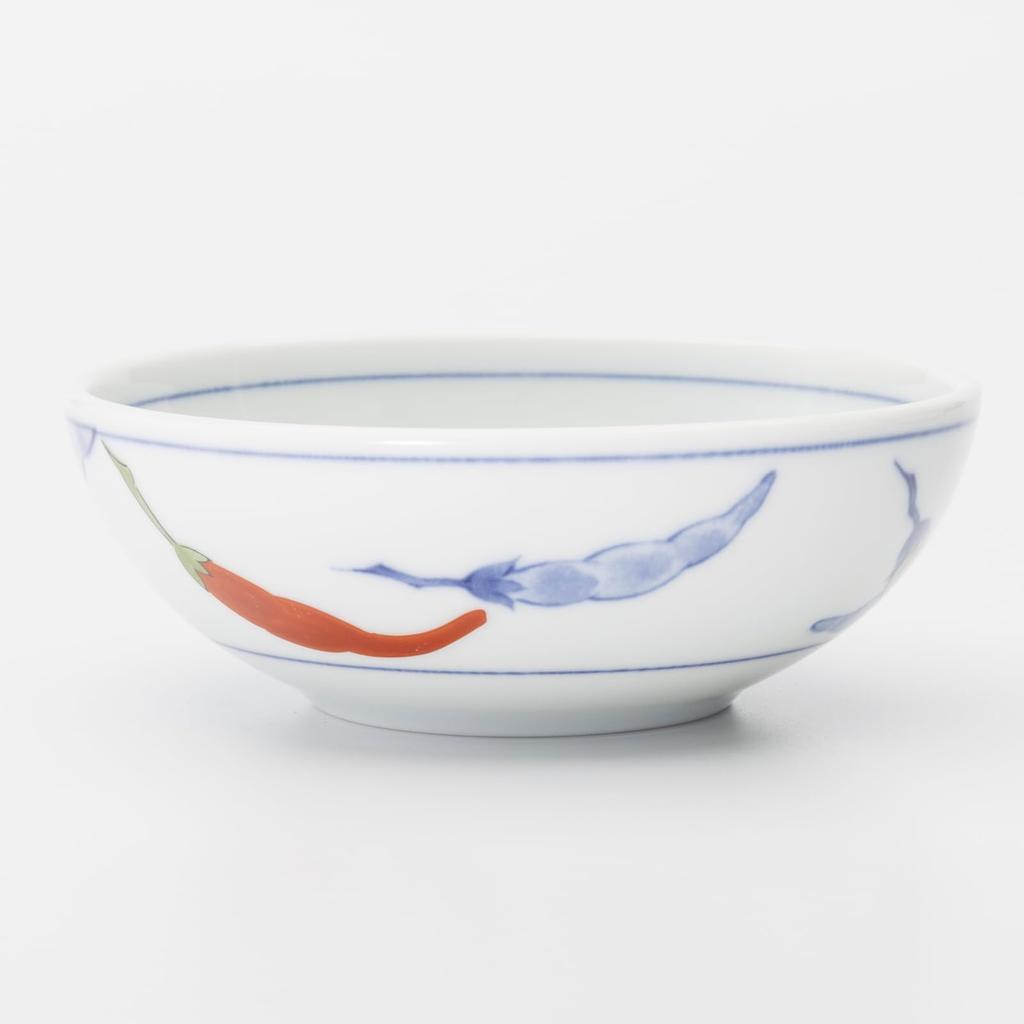 Mino Ware Dinnerware Set of Small 12cm Microwave and Dishwasher Made In Product Number 564628 "Nishiki Togarashi" 5, Bowls, Plates, Approx. Diameter,