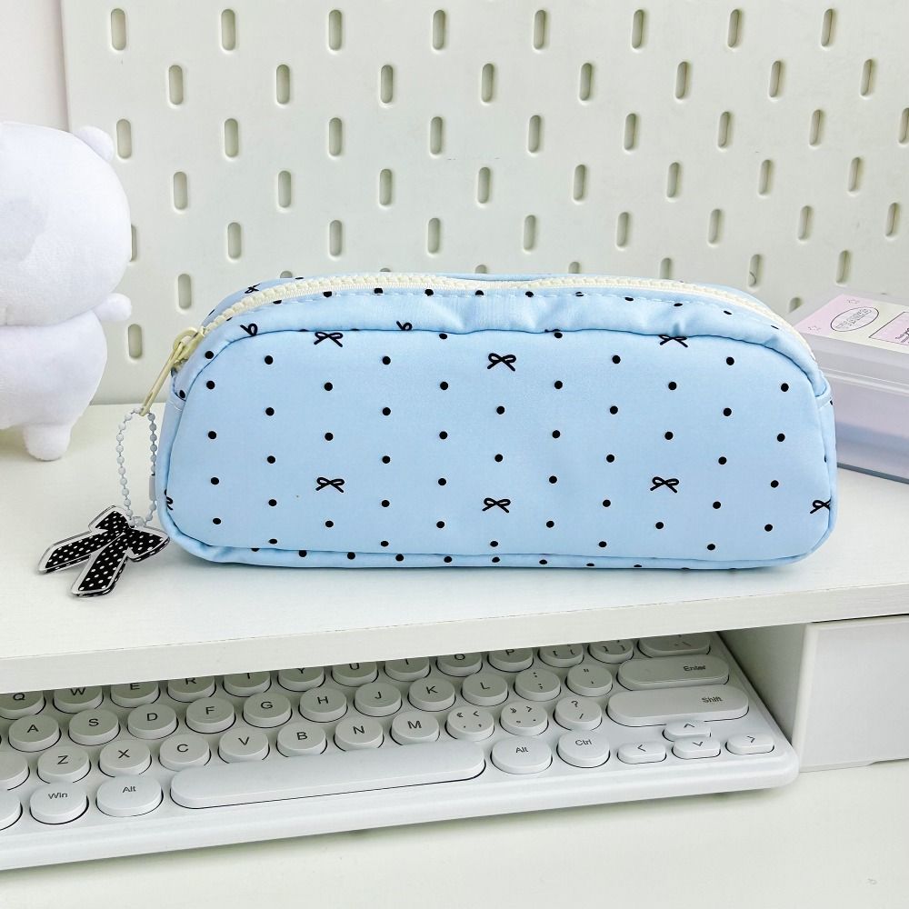 Large Capacity Pencil Case Polka Dot Bow Stationery Organizer  School Supplies