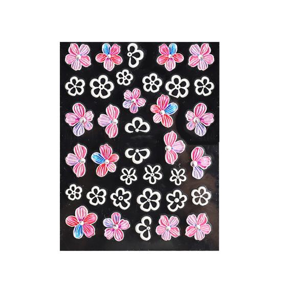 1 Sheet Nail Art Sticker Exquisite DIY Various Styles Beautiful 5D Flowers Double Color Love Heart for Salon