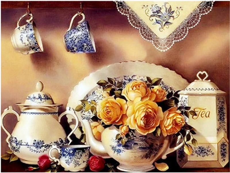 Diamond Embroidery Kitchen Flower Handmade Gift Picture Rhinestones Diamond Mosaic Full Drill Home Decor