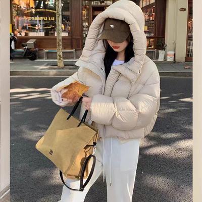 Down Cotton Clothes Women's Short Winter New Fashion Warm Loose Bread Clothes Coffee Hooded Jacket