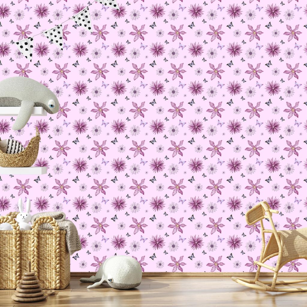 Lavender and Purple Flowers Wallpaper for Living Room and Bedroom 50x1000