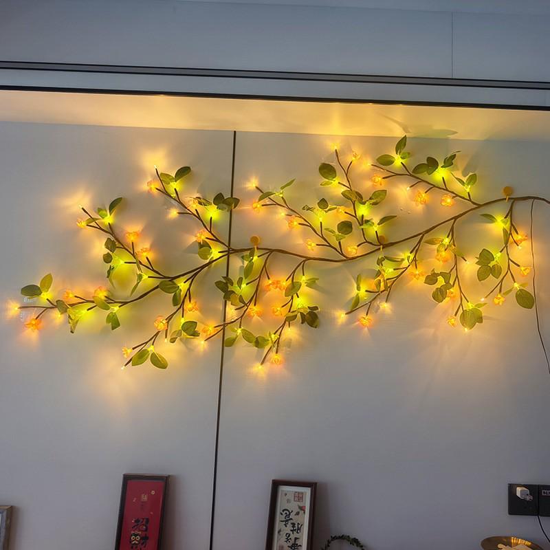 Bendable LED Rattan String Lights with Butterflies & Leaves for Wall Decoration