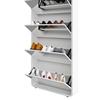 Mirror Shoe Rack Cabinet with 5 Flip Drawers, Mirrored Shoe Cabinet with Arc Design, Freestanding Tipping Shoe Organizer, Entryway,