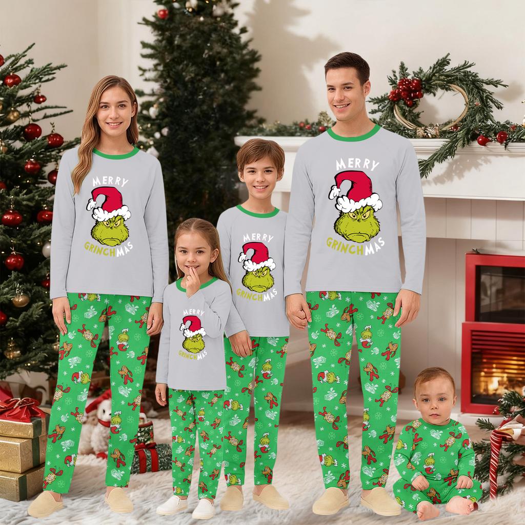 Cartoon Letters Print Family Matching Long Sleeved Parent-child Suit Home Clothes Suit Fall