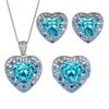 Jewelry Set Jewelry Classic Ocean Heart Earrings Necklace Ring Aquamarine Women