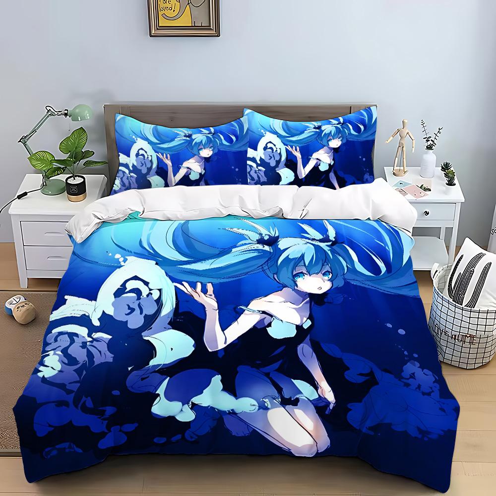 Hatsune Miku Anime Duvet Cover Pillowcase Bedding Set Adult Boy Girl Bedroom Decoration Children Gift Single Double Large Size