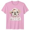 Bulldog Puppy In Pink Hoodie Unisexs TShirt Watercolor Art Dog Pet